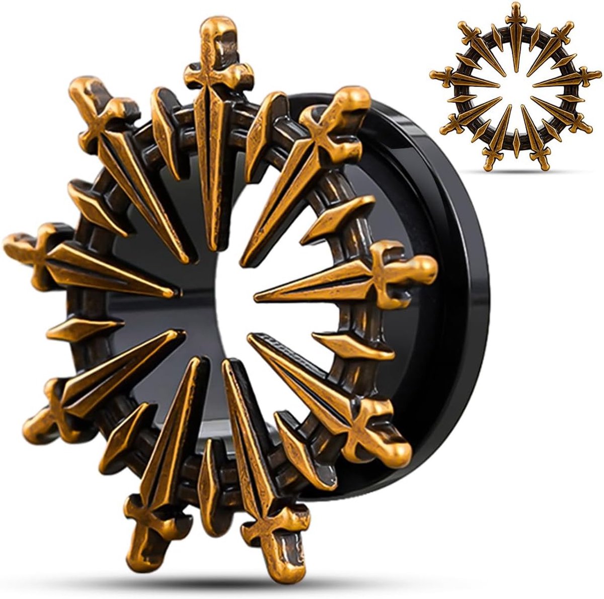 schroefterugzwaard cirkelvormige oortunnel en stekker, vleesmeetinstrumenten voor oorbellen, 1 paar piercing-expander stretcher.