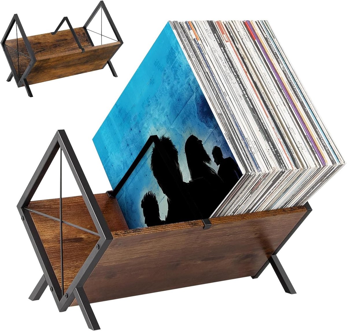 Vinyl Platenhouder van Hout, 40 x 22 x 12 cm, Verstelbare Scheidingswand voor Platen, CD's en Boeken, Ideaal voor Vinylverzameling en Interieurdecoratie