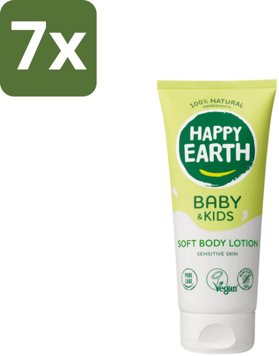 Happy Earth – Bodylotion – 100% Natuurlijk Baby & Kids – 200 ml - Bulkverpakking - 7 stuks