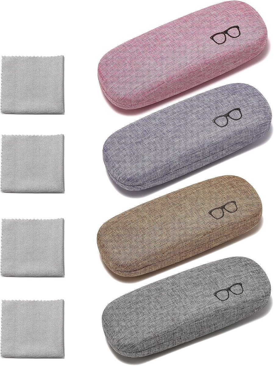 Set van 4 Hard Case Brillenhoezen - Duurzame Hardshell Brillenbox voor Zonnebrillen en Optische Brillen
