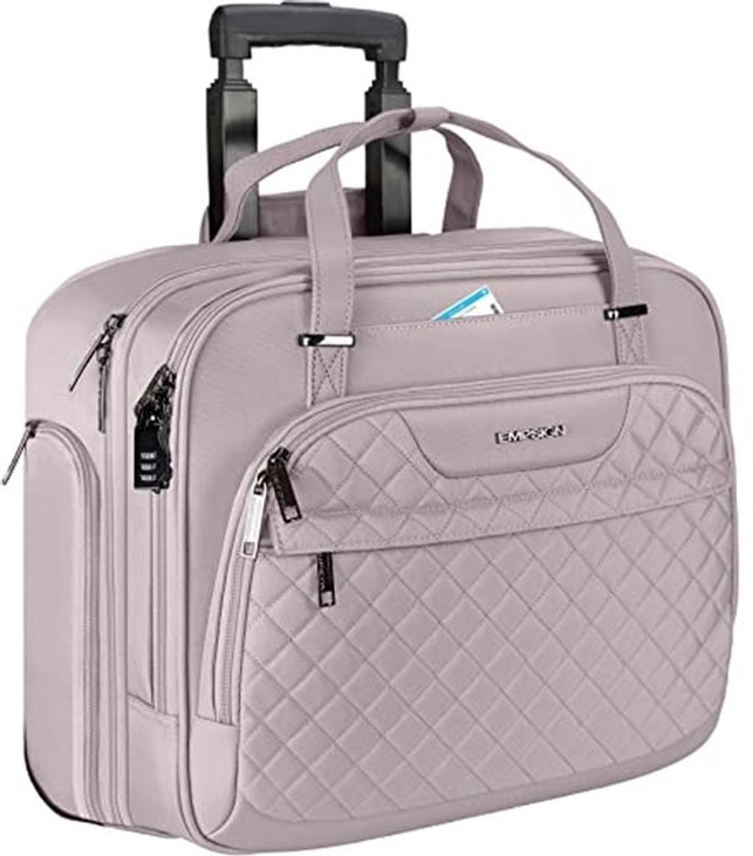 Rollende laptoptas voor dames met wielen - Waterafstotende aktetas tot 15,6 inch met RFID-zakken