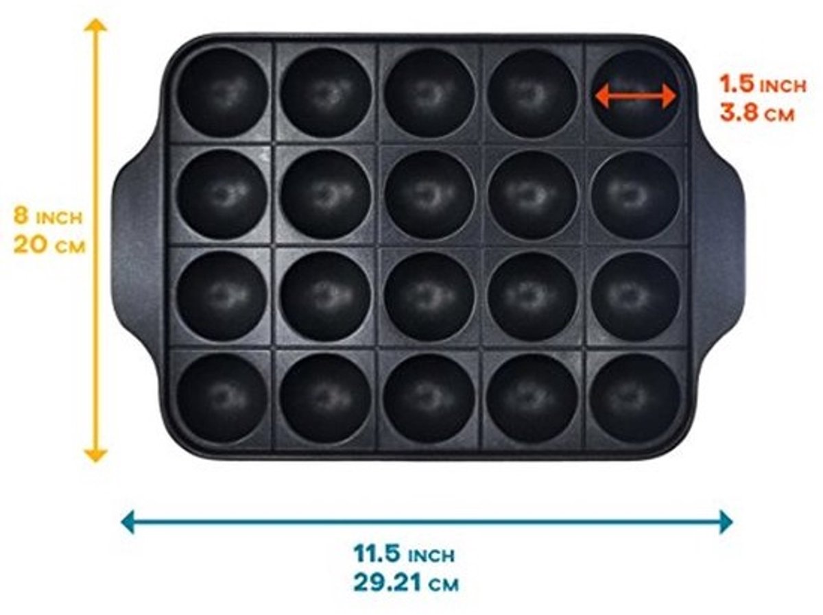 Nonstick Bakplaat Takoyaki Pan voor Aebleskiver en Gevulde Pannenkoeken - 20 Mallen