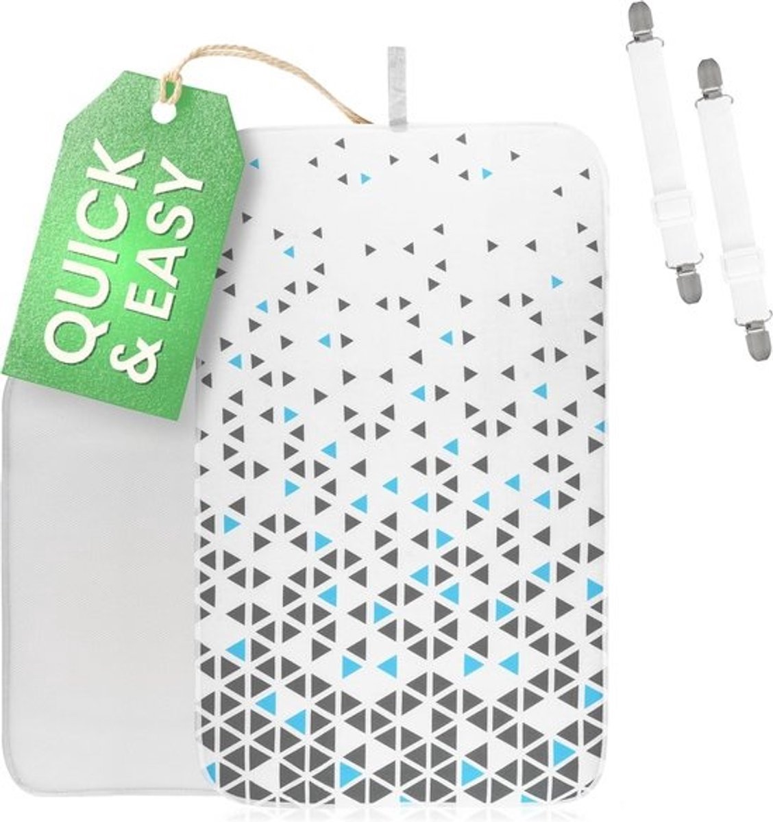 Hittebestendige Strijkmat 100 x 60 cm - Strijkdeken met Spanners & Beschermkleed - Alternatief voor Strijkplank, Perfect voor Thuis & Op Reis