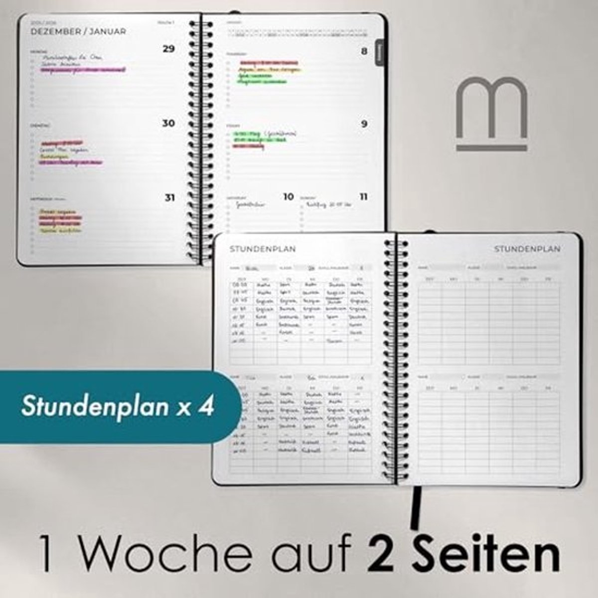 Minimalistische A4 Agenda: weekplanner 2025-2026, jaarkalender 18 maanden voor organisatie en afspraken