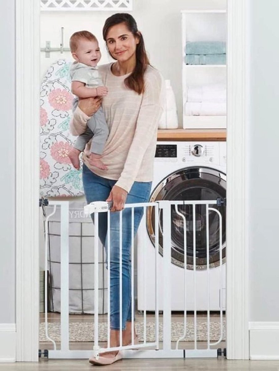 Veiligheidshek - Babyhekje trap - Kinderveiligheid thuis - Eenvoudige drukbevestiging - 76 cm hoog - Wit