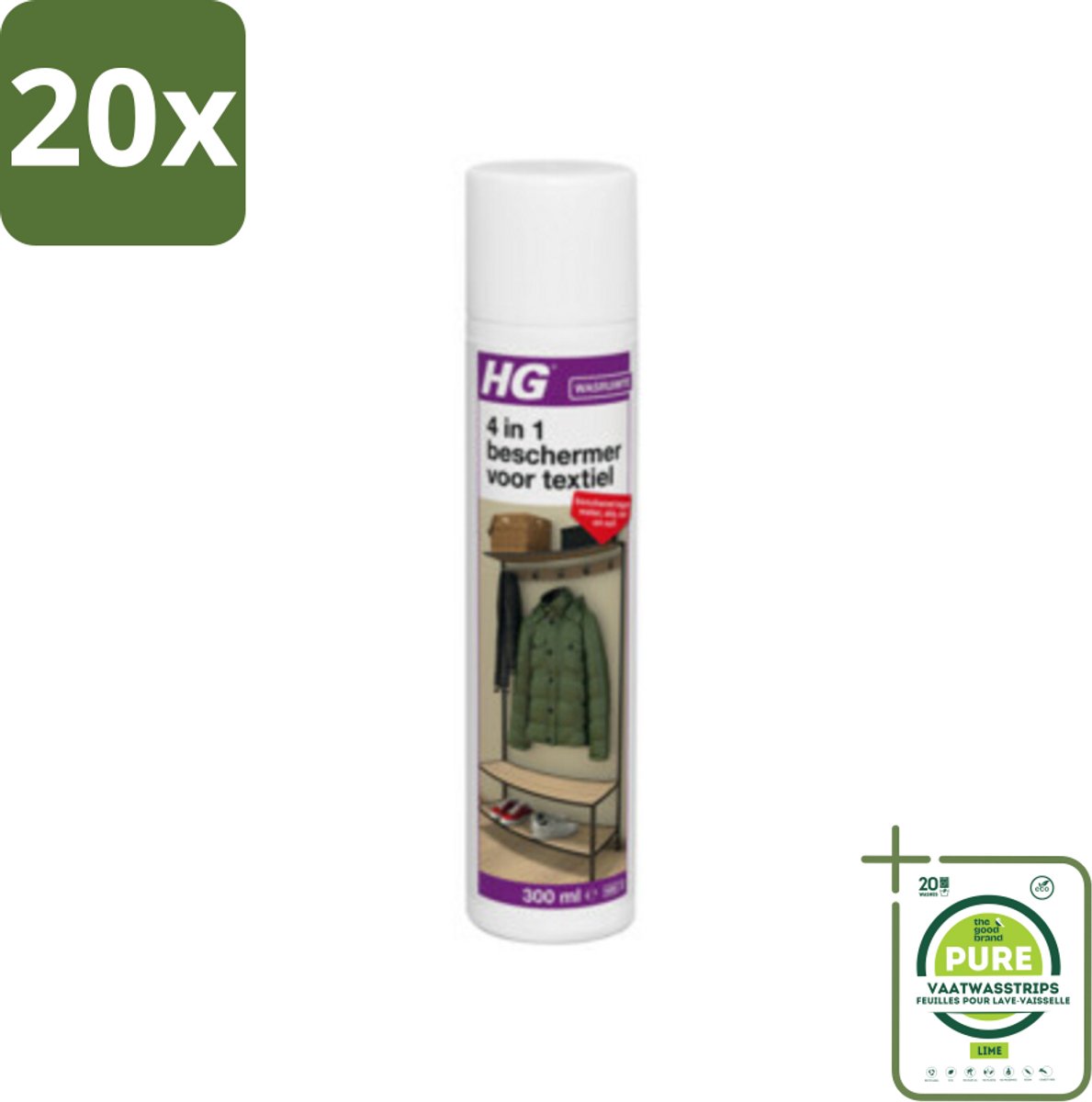 20 x HG 4 in 1 Beschermer Voor Textiel 300 ml - Grootverpakking - Textielbeschermer - Vlekkenwerend - Waterafstotend - Stofbescherming - HG