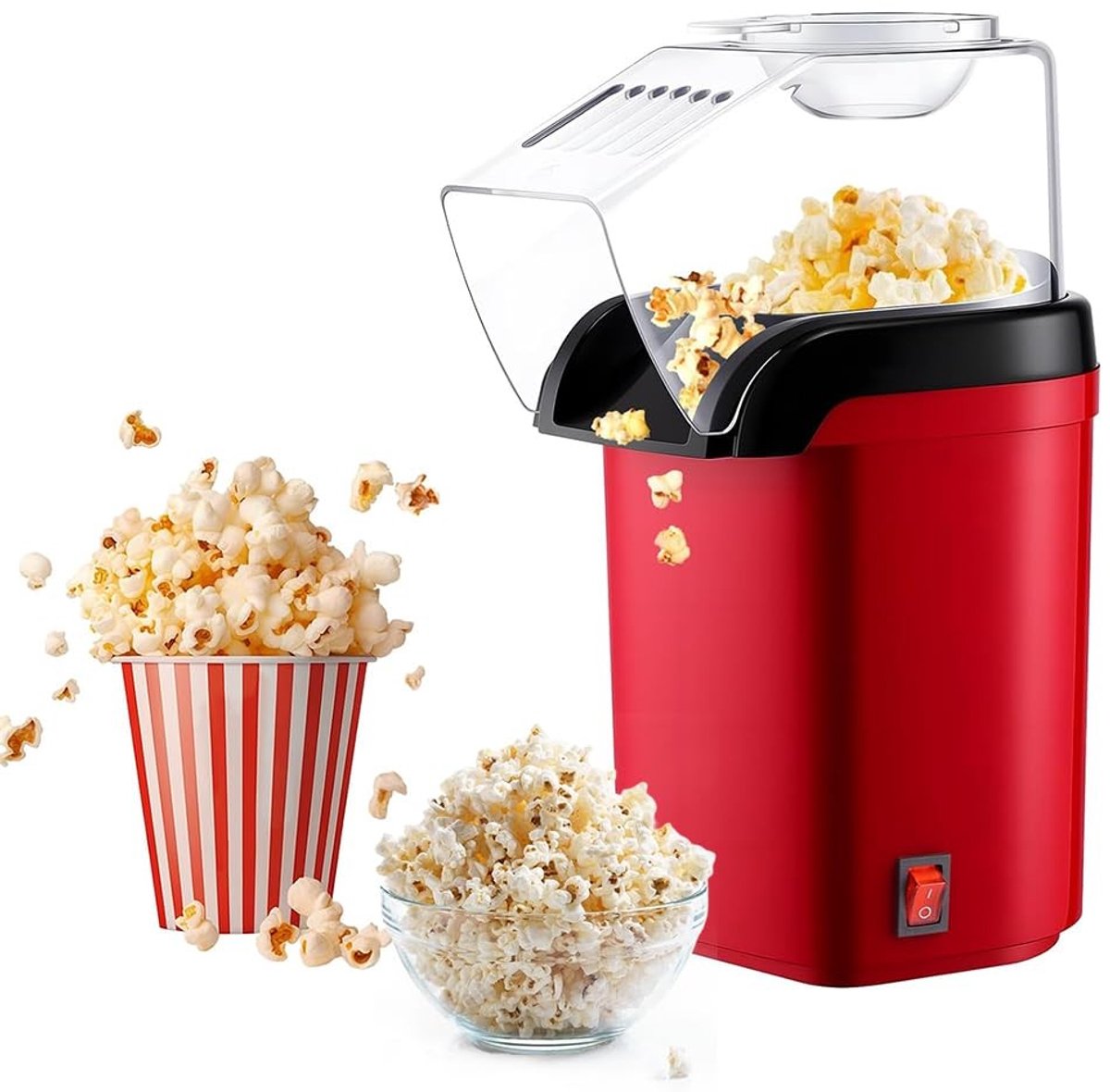 Elzusha - Mini Hete Lucht Popcornmachine, Snel en Gezond Popcornmaken zonder Olie