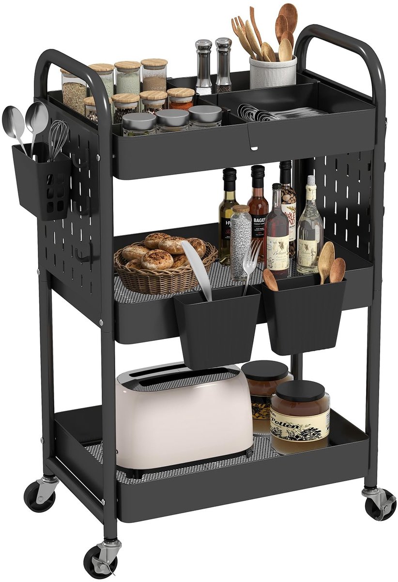 Elzusha - 3 Laags Trolley met Wielen en Haakjes