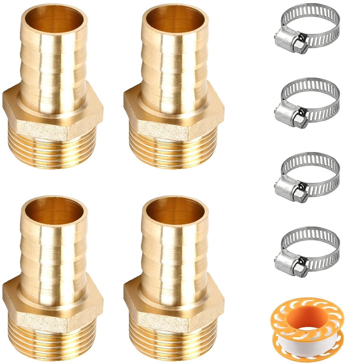 Elzusha - Set van 4 Messing Slangtuiten met Slangklemmen