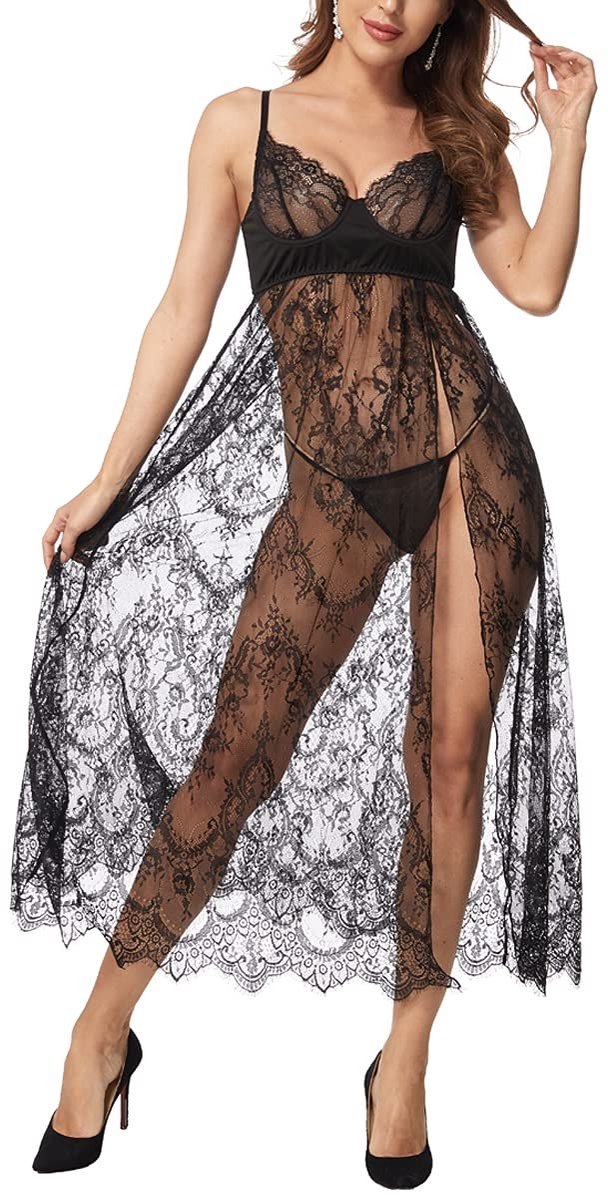 Elzusha - Transparante Babydoll Set met G-string voor Vrouwen