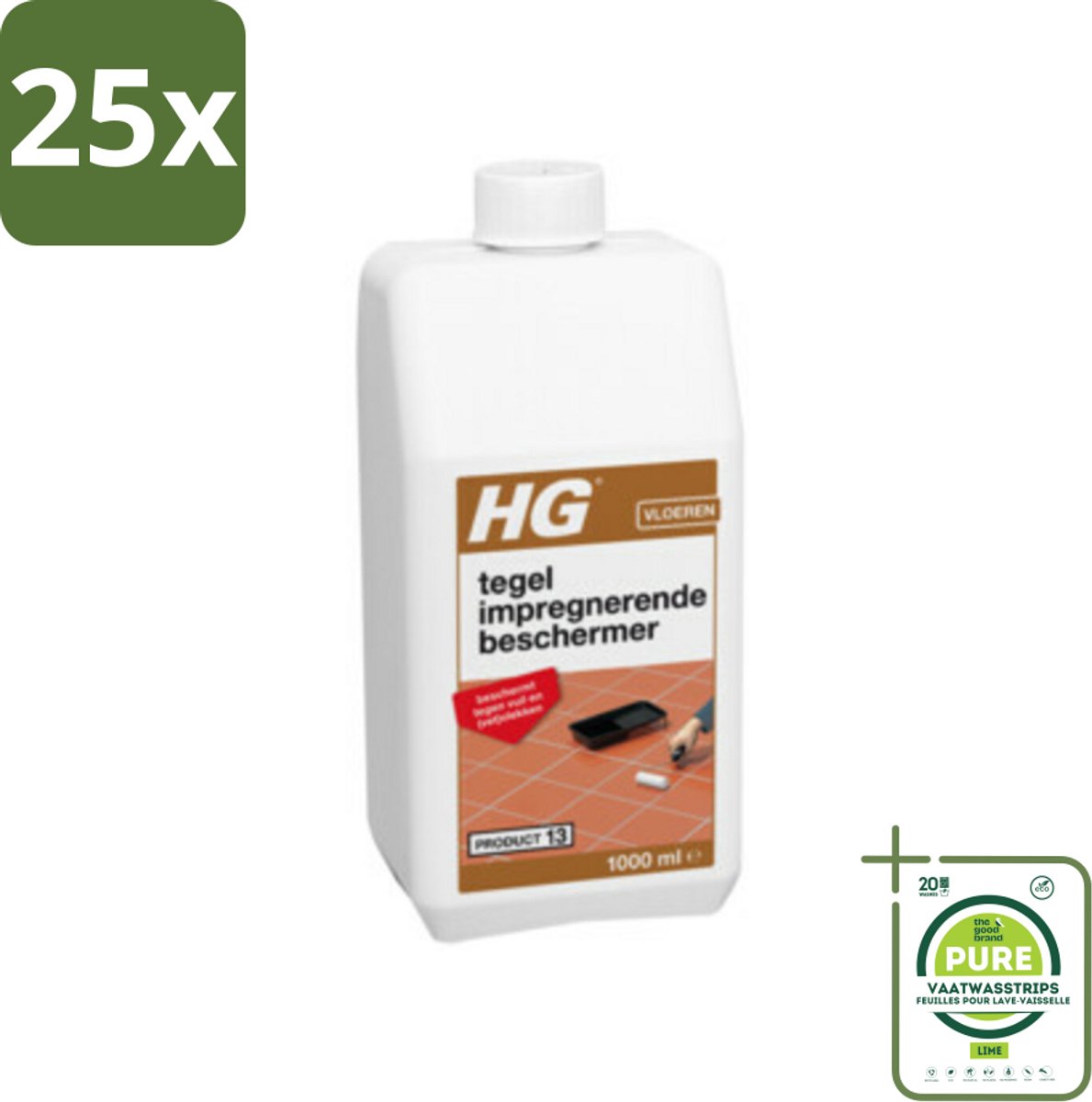 25 x HG Impregnerende Beschermer 1 liter - Grootverpakking - Tegel Beschermer - Impregneren Tegels - Vlekkenwerend - Tegelvloer Beschermen - HG Tegel Impregnerende Beschermer