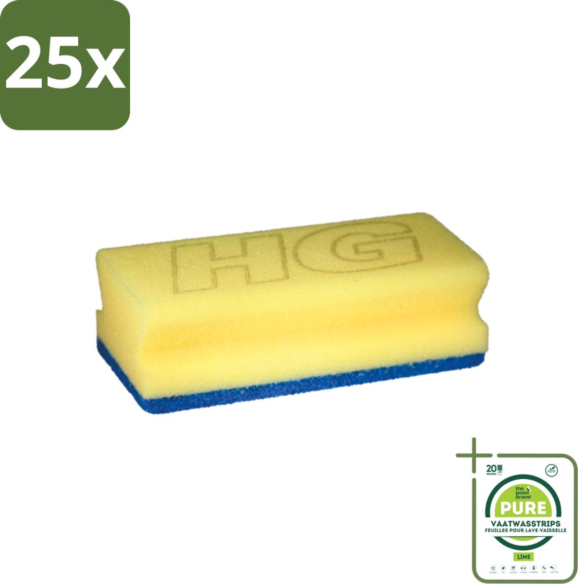 25 x HG Sanitairspons - Grootverpakking - Kalkaanslag Verwijderen - Badkamer Schoonmaken - Sanitair Schoonmaken - Spons - HG Kalkaanslagverwijderaar