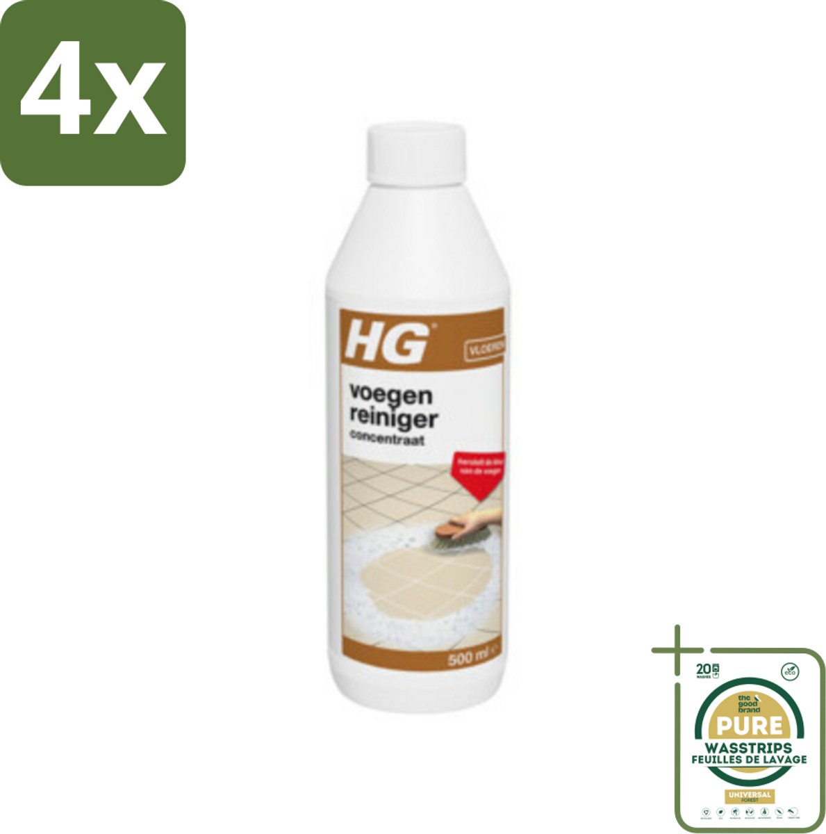 HG Voegenreiniger Concentraat 500 ml - Voordeelverpakking - 4 stuks - Voegen opknappen - Voegen wit maken
