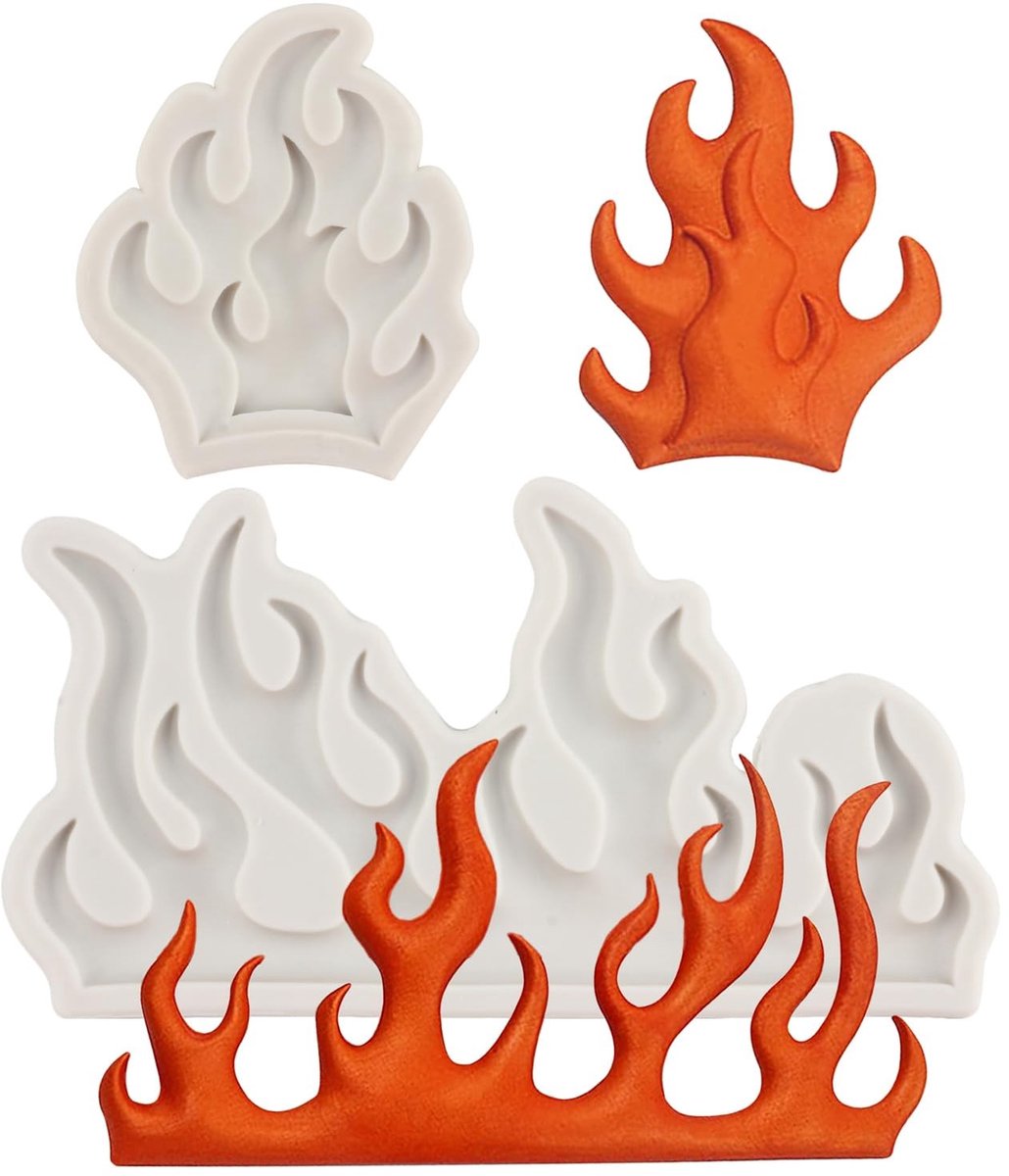 Elzusha - Set van 2 Vlam Fondant Mallen voor Cake Decoratie