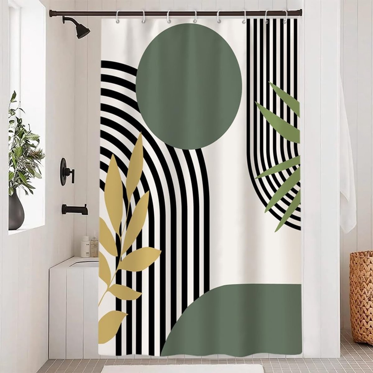 Elzusha - Geometrisch Douchegordijn met Abstracte Lijnen 120x180cm