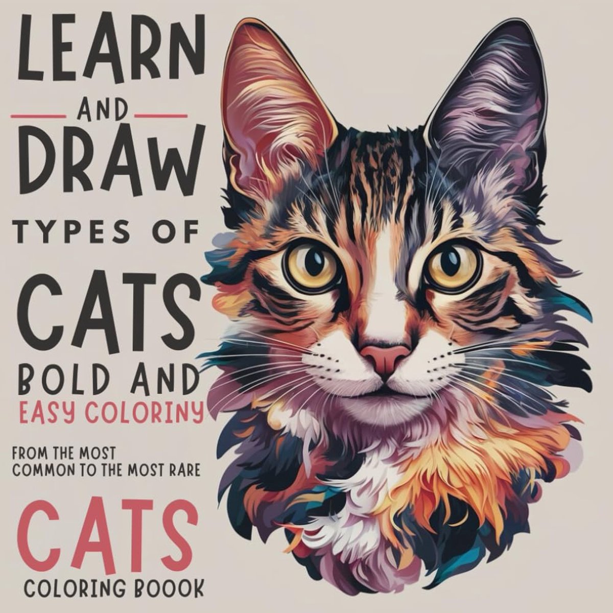 Bold and Easy Coloring Book Cats: Learn and Draw 50 Cat Breeds from Most Common to Rarest: Perfect for Adults and - ShopVlot