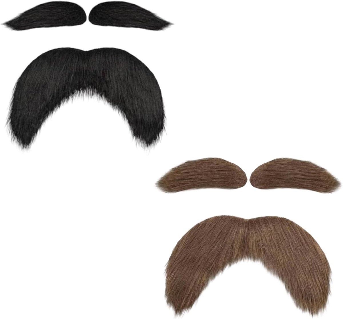 Set van 2 Zelfklevende Snorren voor Cosplay Kostuums en Halloween Feestjes, Perfecte Accessoires