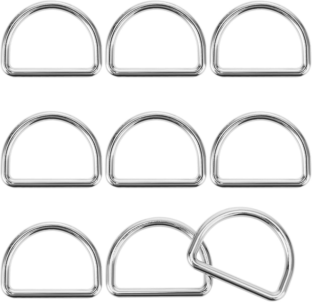 Set van 9 stevige D-ringen van roestvrij staal, 1 inch, 3 mm dik, ideaal voor hondenhalsbanden, rugzakken en tassen