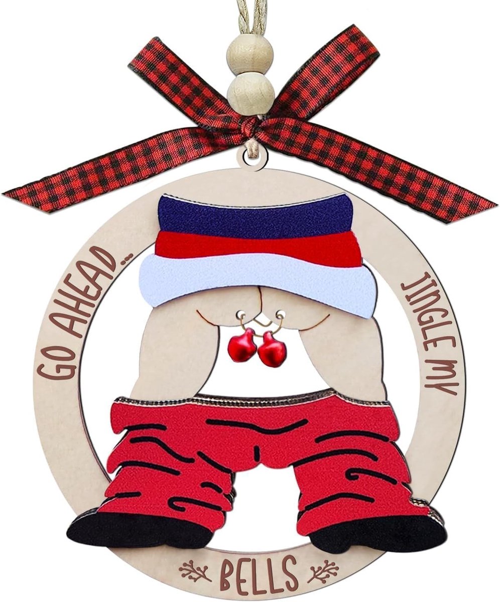 Grappige Kerstdecoraties 2025, Houten Kerstboomversiering, Ondeugende Santa Hanger en Ongepaste Cadeaus voor de Feestdagen