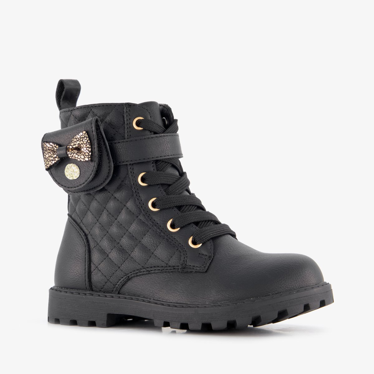 Blue Box meisjes veterboots met tasje zwart - Maat 25
