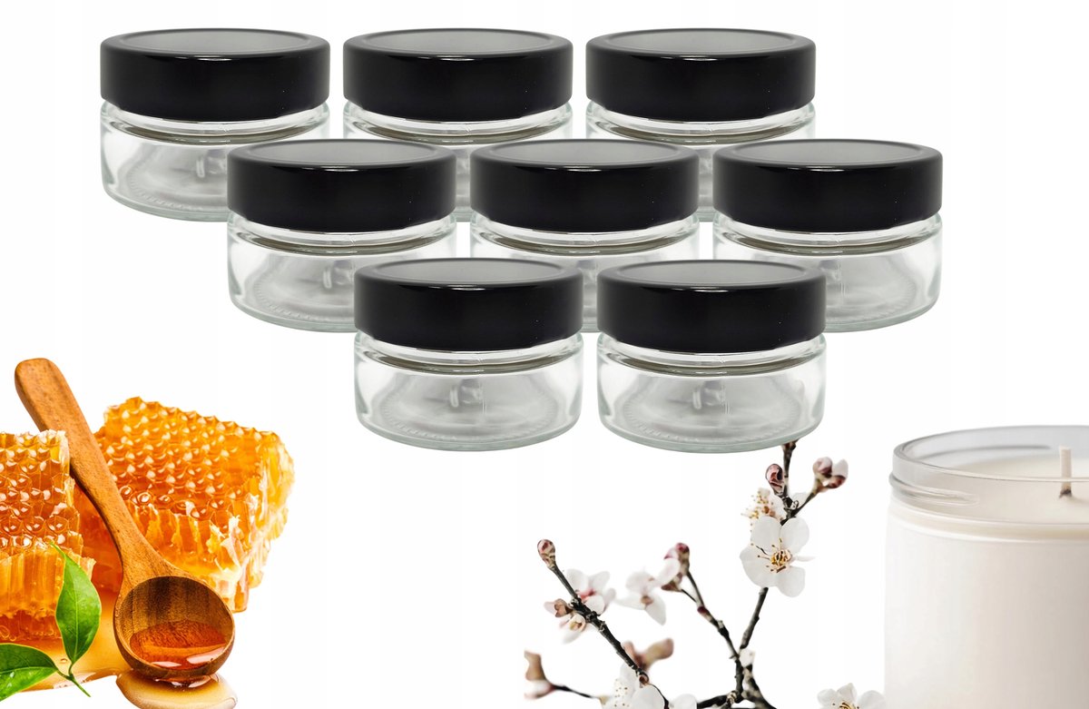8x Glazen Pot 0,106L PREZIOSO met Deksel - Ideaal voor Honing & Conserveren