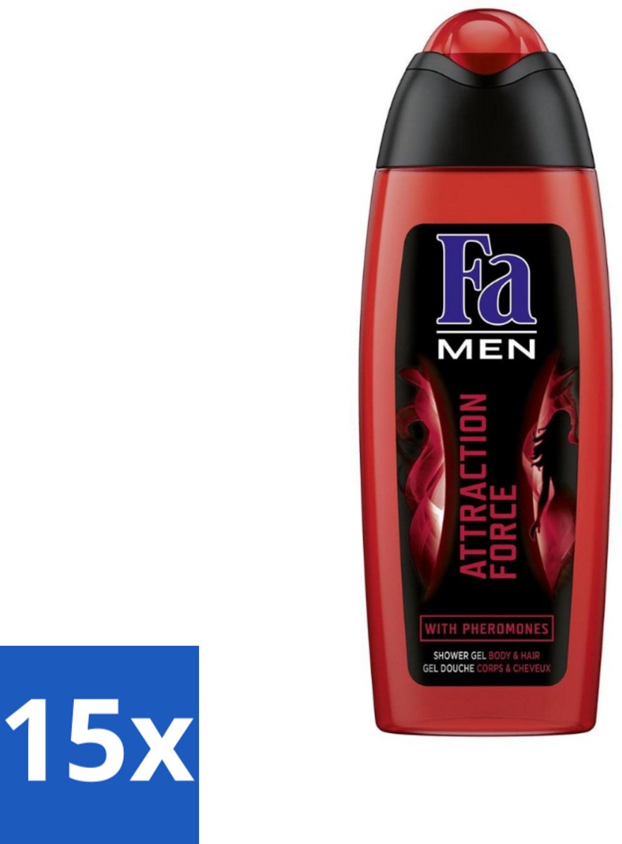Fa - Douchegel - Attraction Force - Mannen Lichaam & Haar - Bergamot & Limoen - Verfrissend - 250 ml - Bulkverpakking - 15 stuks