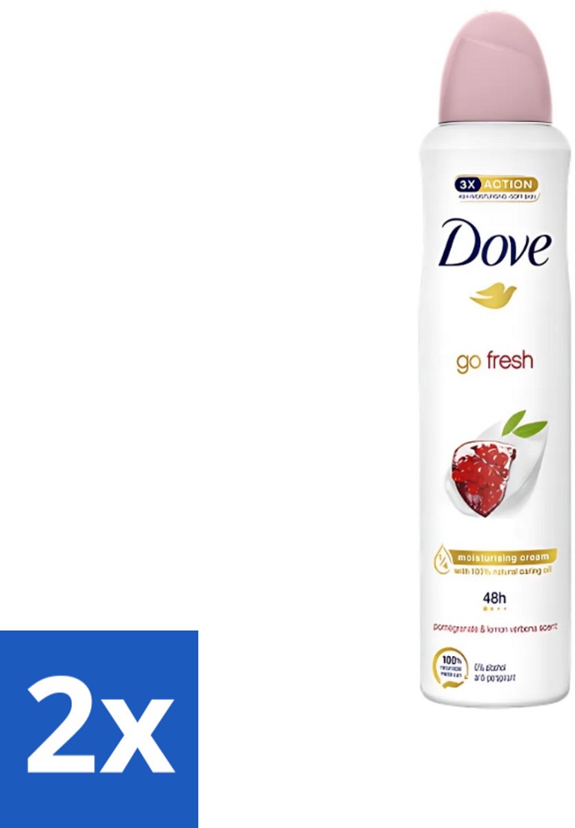 2 x Dove - Deodorant - Spray Go Fresh - Granaatappel - Fruitige geur - 250 ml - Dove Deodorant Spray - Granaatappel Citroenverbena - Fruitige Geur - Anti-Transpirant - Alcoholvrij