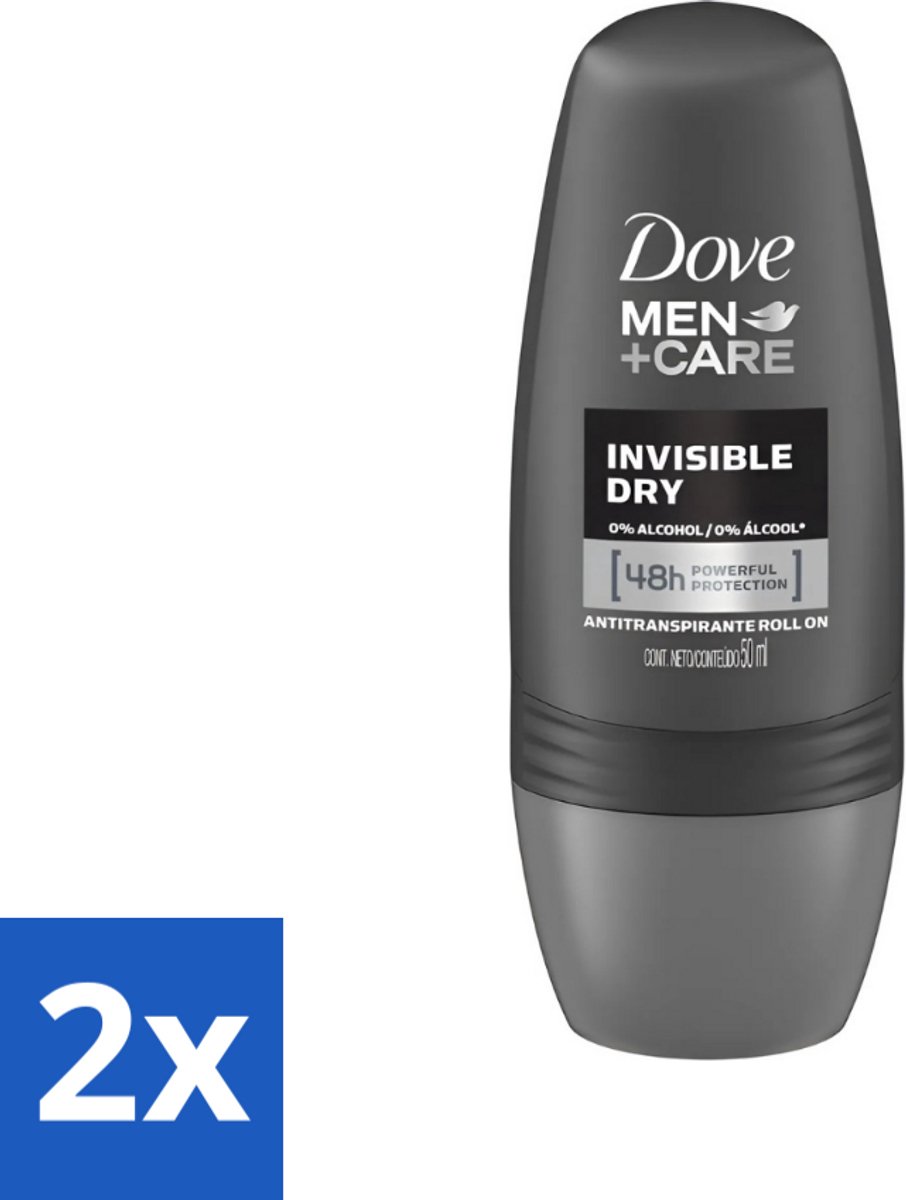 2 x Dove - Deodorant - Roll-on Men Care Invisible Dry - Voor een droge huid - 50 ml - Dove Men+Care Invisible Dry - Roll-on Deodorant - Anti-transpiratie - Zweetbehandeling - Onzichtbare Deodorant