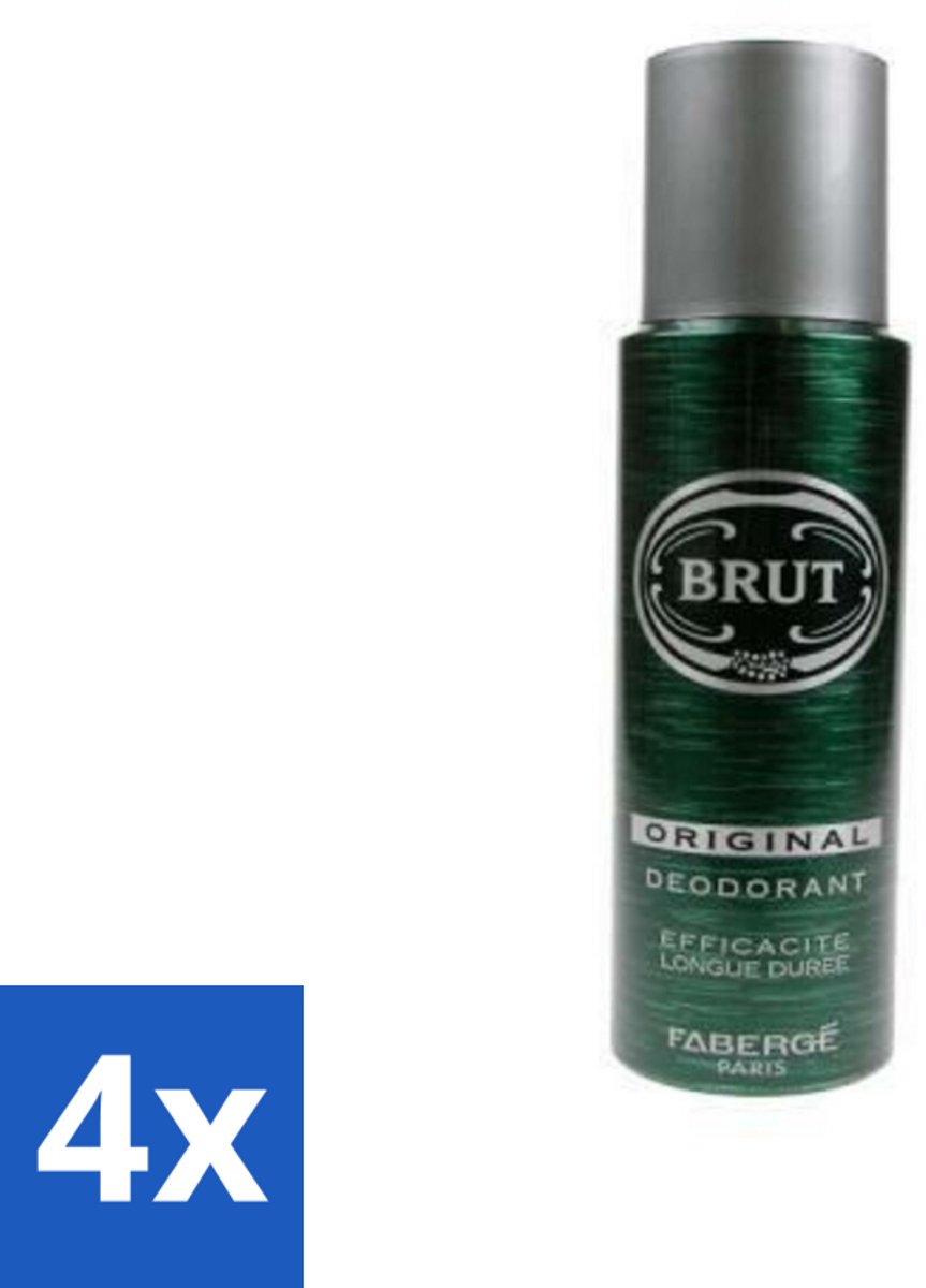 4 x Brut Deospray Original Brut 200 ml - Deodorant Spray - Brut Original - Langdurige Frisheid - Zweetbevochtiging - Geurdekkend