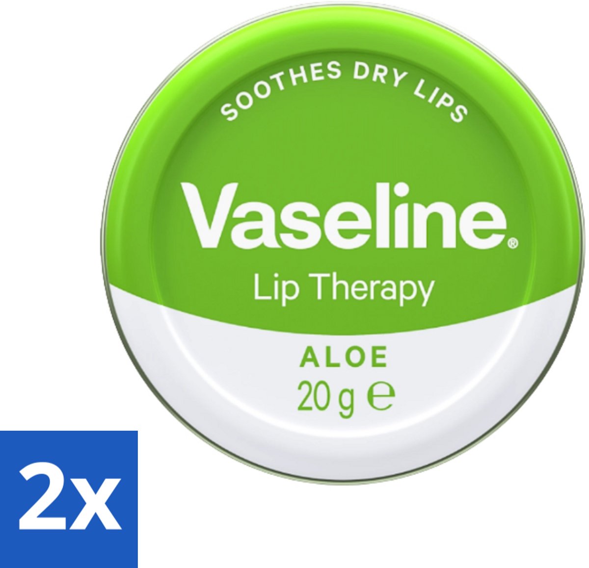 2 x Vaseline - Original Tin - Lip Therapy - Aloë Vera - 20 g - Lippenbalsem - Aloë Vera - Droge Lippen - Lippenverzorging - Vochtigheid