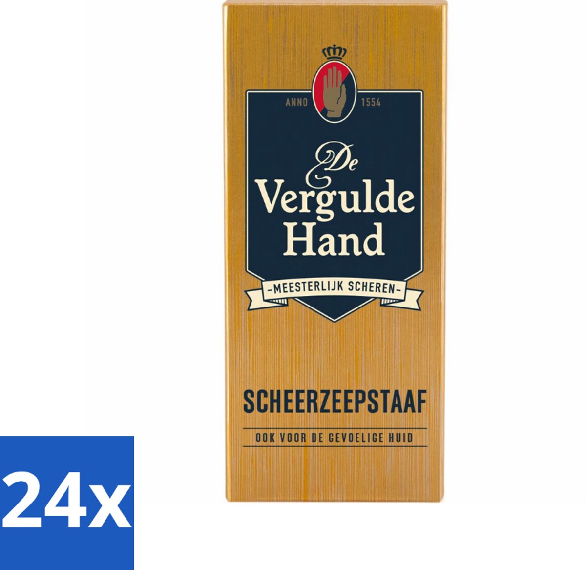 24 x Vergulde Hand Scheerzeepstaaf 75 gr - Scheerzeepstaaf - Scheerbeleving - Gladder Scheerresultaat - Baardharen Rechtop Staan - Authentieke Scheerbeleving