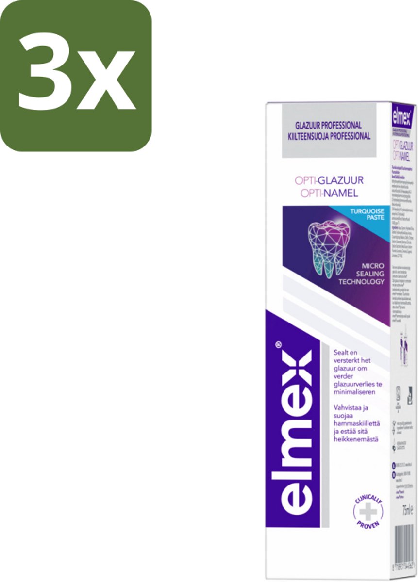 3 x Elmex Tandpasta Glazuur Professional Opti-Glazuur 75 ml - Tandpasta - Glazuurbescherming - Tanderosie - Glazuurverlies - Tandenbescherming