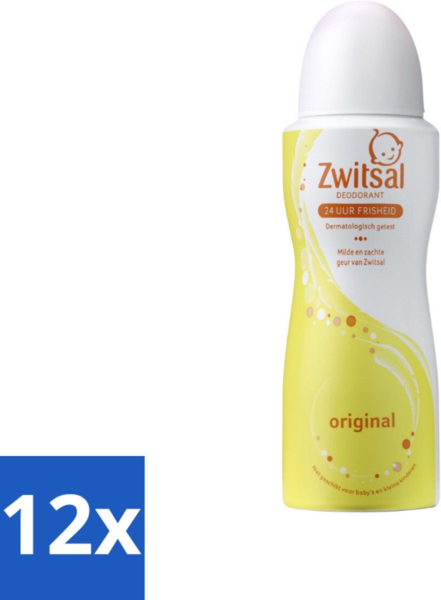 12 x Zwitsal Deodorant Original 100 ml - Zwitsal Deodorant Spray - Fris Geurend - Huidvriendelijk - Deodorant Spray - Tieners Deodorant
