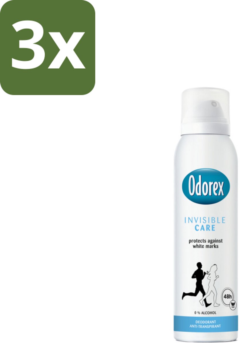3 x Odorex Deodorant Spray Invisible Care 150 ml - Onzichtbare Bescherming - Zweetvermindering - Geurvermindering - Huidvriendelijk - Frisheid