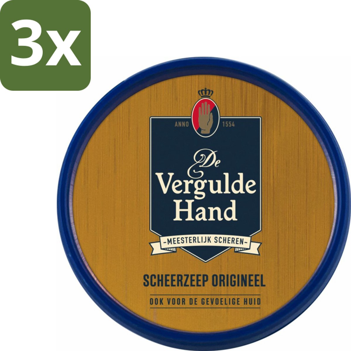 3 x Vergulde Hand Scheerzeeptablet 75 gr - Scheerzeeptablet - Scheerzeep - Scheren - Schuim - Baardharen