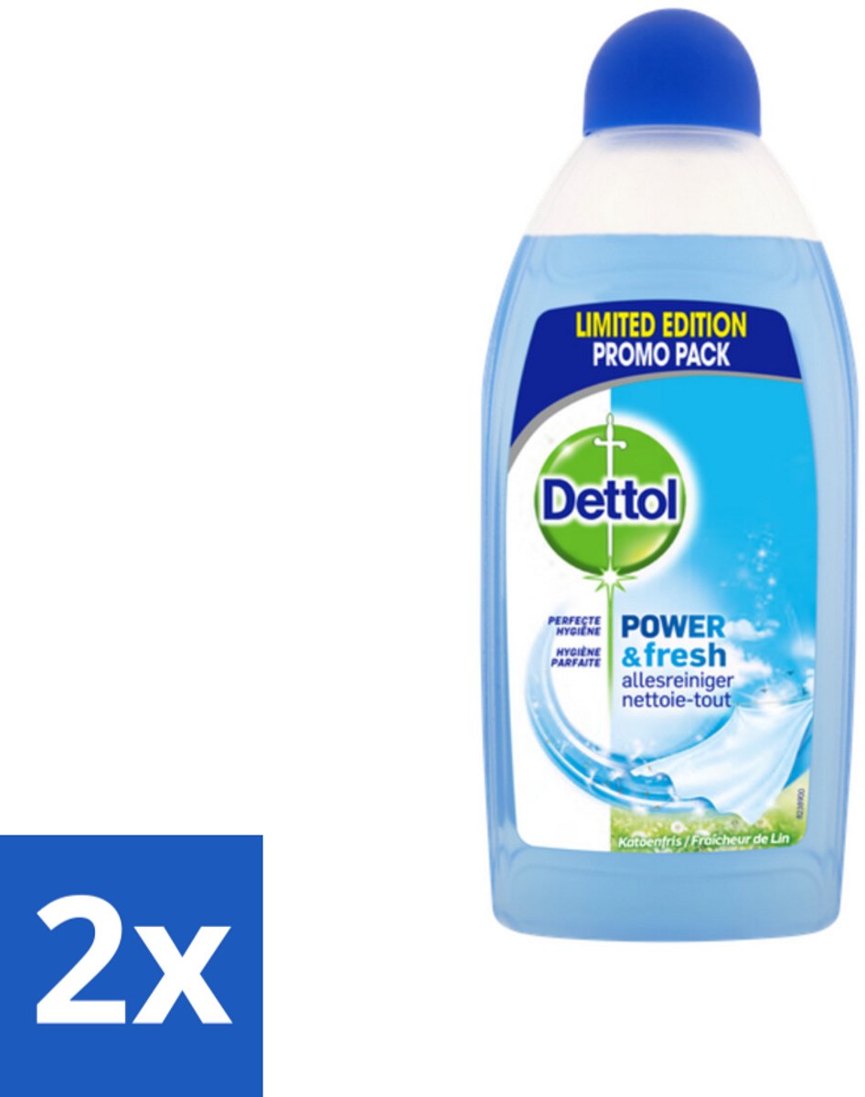 2 x Dettol Power & Fresh Allesreiniger Katoenfris 500 ml - Allesreiniger - Vet Verwijderen - Voedselresten Verwijderen - Vuil Verwijderen - Katoenfris Geur