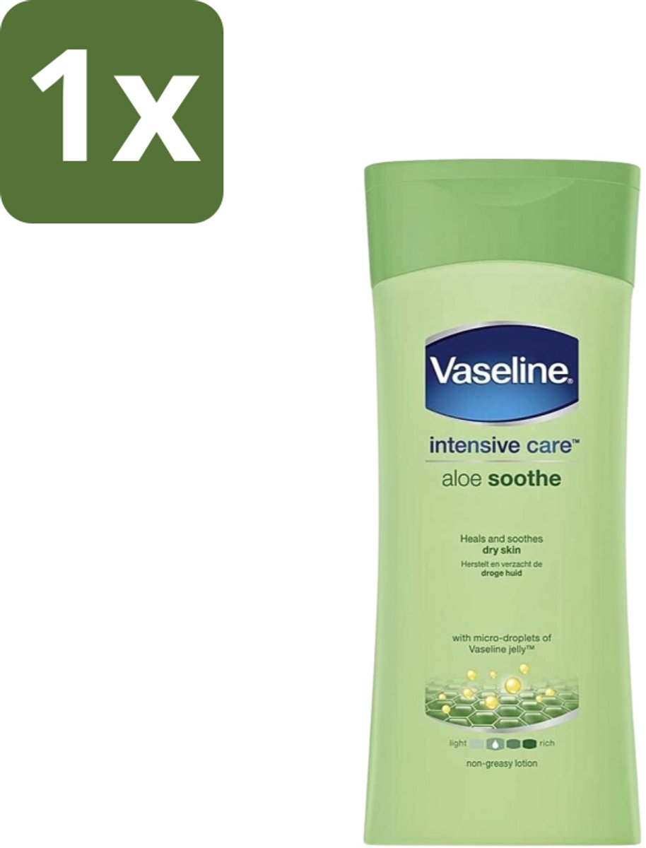 1 x Vaseline - Aloe Soothe - Bodylotion - Verzachtend - 200 ml - Bodylotion - Aloë Vera - Huid Verzorging - Droge Huid - Gevoelige Huid