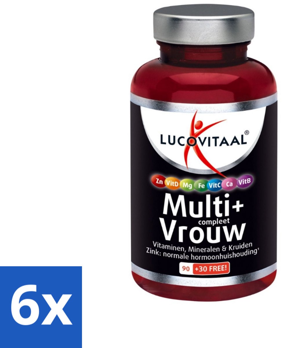 6 x Lucovitaal - Vitaminen - Multi + Compleet Vrouw - 120 Tabletten - Multivitamine Vrouw - Gezondheid Vrouw - Energie Vrouw - Vitaliteit Vrouw - Hormoonbalans
