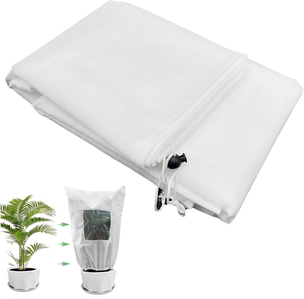 Winterbescherming voor Planten - Frostbeschermingszak voor Potplanten, Geschikt voor Olijfbomen, Rozen en Meer, 1 Stuk, Wit, Ideaal voor Buitenplanten en Potplanten