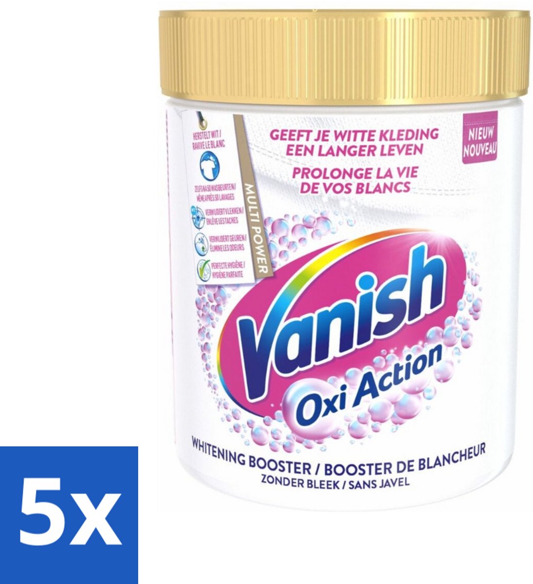 Vanish Oxi Action - Vlekkenverwijderaar Poeder - Zonder Bleek - Witte Was - 550 Gram - Bulkverpakking - 5 stuks