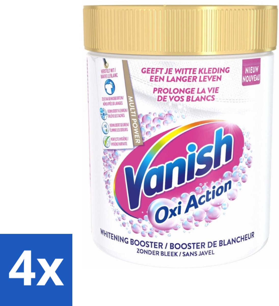 4 x Vanish Oxi Action - Vlekkenverwijderaar Poeder - Zonder Bleek - Witte Was - 550 Gram - Vlekkenverwijderaar - Witwas - Vlekken Verwijderen - Wasverzachter - Waspoeder