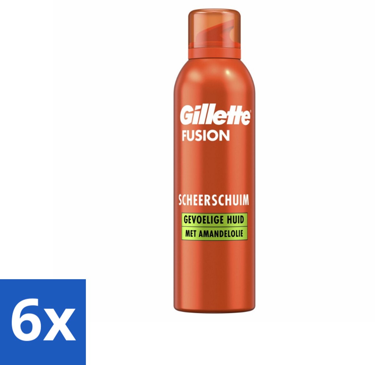 Gillette Fusion - Scheerschuim - Met Amandelolie - Gevoelige Huid - 250 ml - Voordeelverpakking - 6 stuks