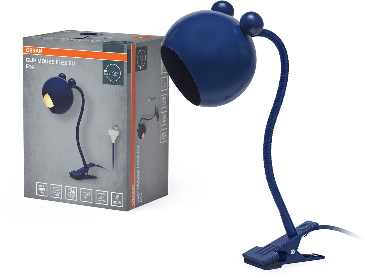 OSRAM klemspot blauw, staal, 220-240 V, E14, IP20