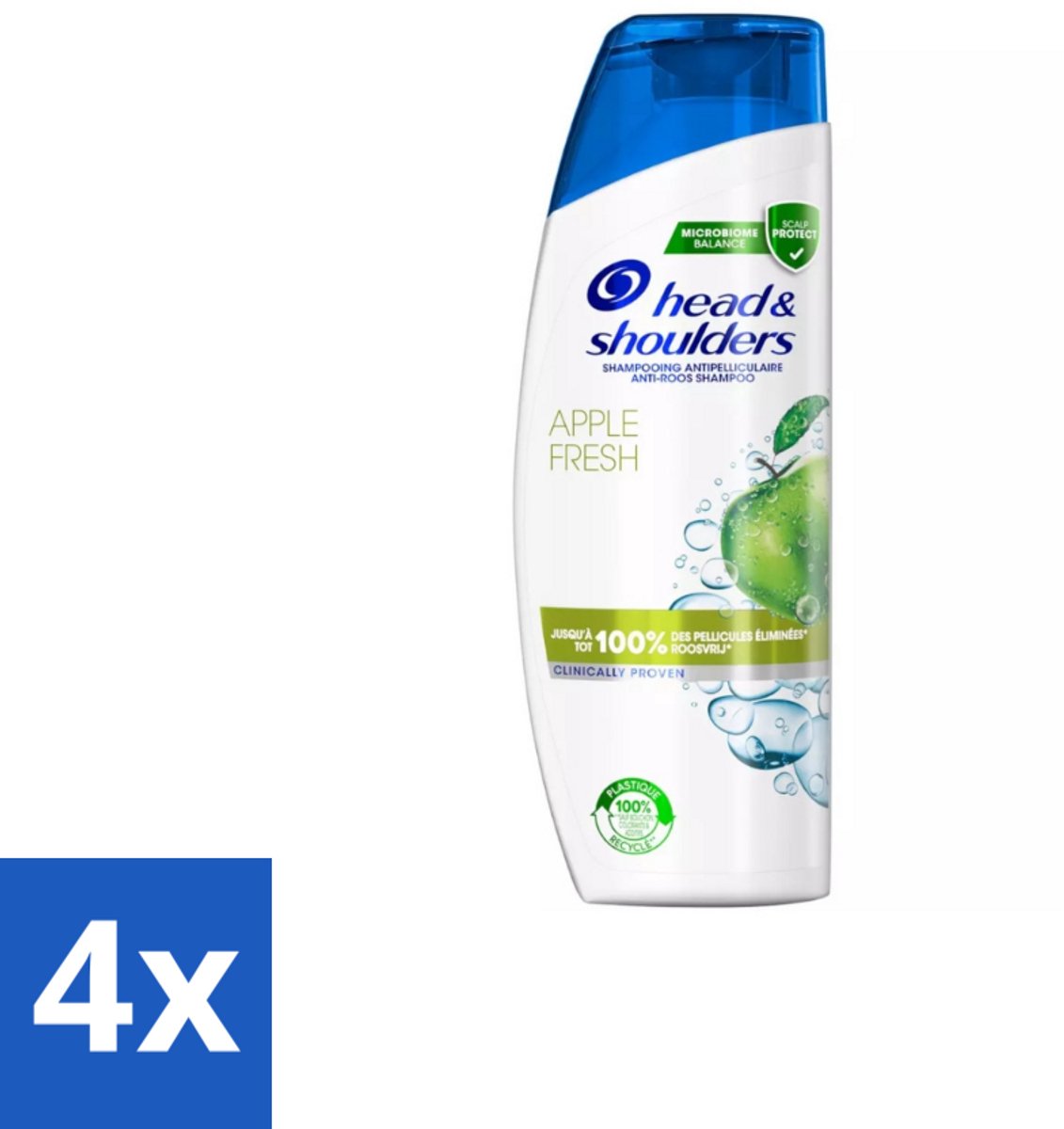 4 x Head & Shoulders - Anti-Roos Shampoo - Apple Fresh - 285ml - Anti-Roos Shampoo - Roos Shampoo - Hoofdhuidverzorging - Haarverzorging - Apple Fresh