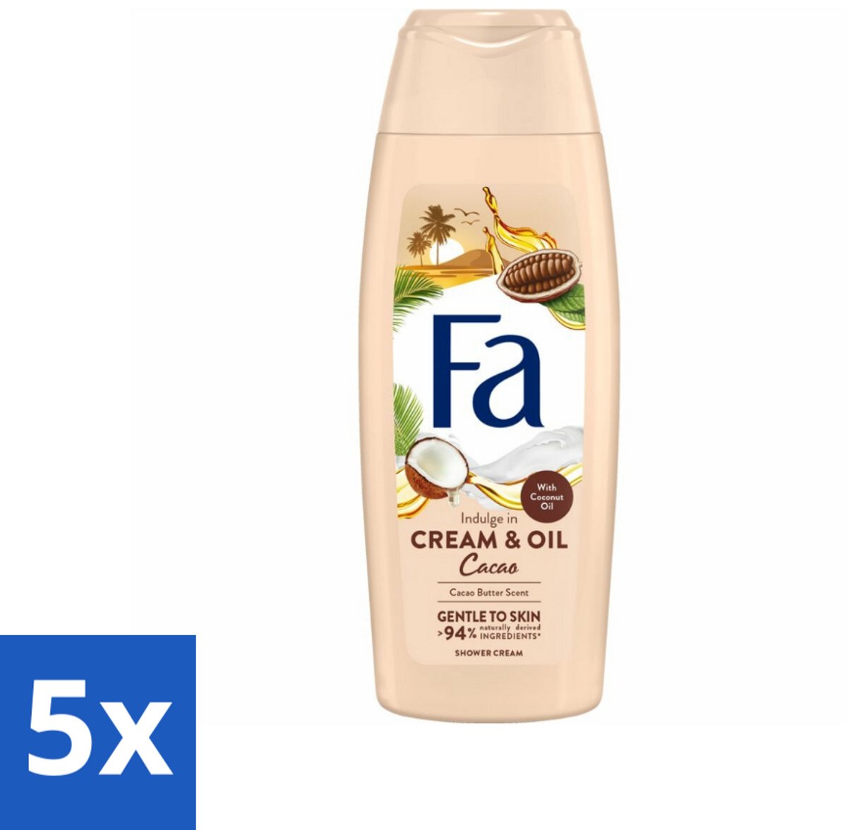 Fa - Cream & Oil Cacao - Douchecrème - Cacaoboter Met Kokosolie - 250 ml - Bulkverpakking - 5 stuks