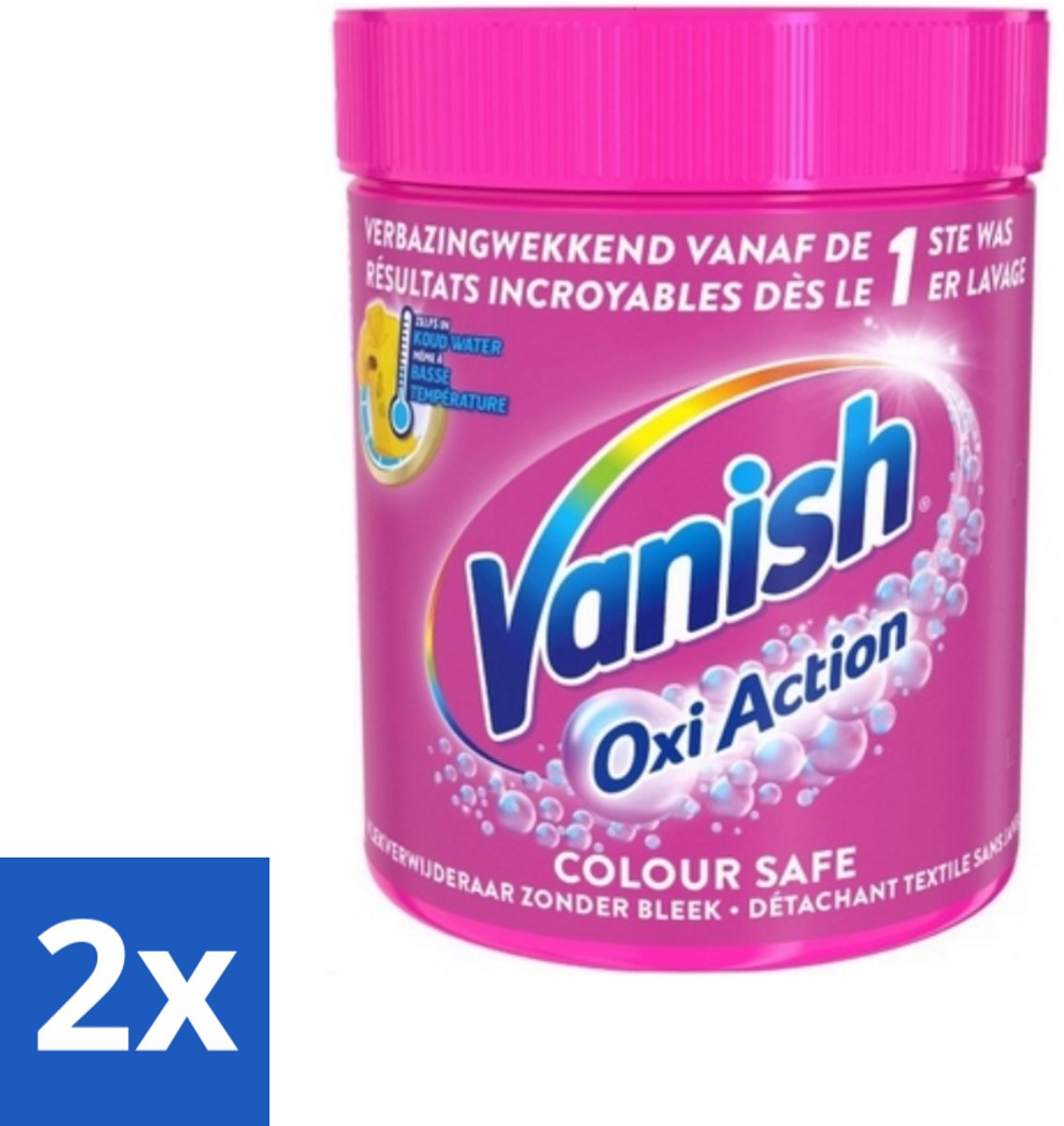 2 x Vanish Oxi Action - Veilige Kleur - Vlekkenverwijderaar Poeder - Zonder Bleek - Gekleurde Was - 550 Gram - Vlekkenverwijderaar - Kleurveilig - Waspoeder - Gekleurde Was - Vlekken Verwijderen