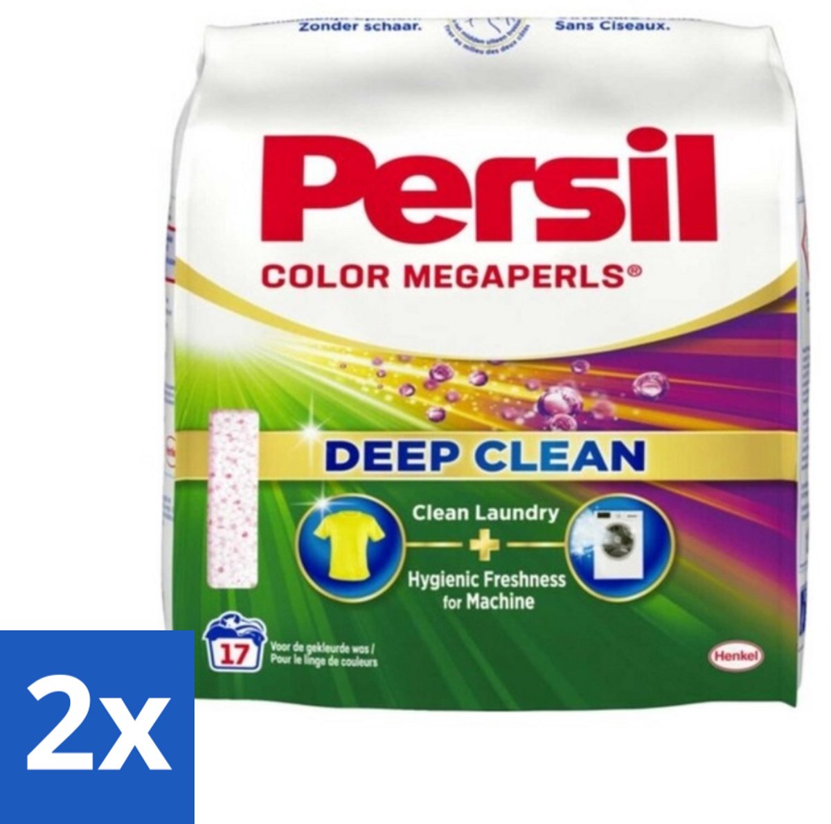 2 x Persil Waspoeder Megaperls Color 17 Wasbeurten 1,02 kg - Waspoeder - Gekleurde Was - Vlekkenverwijderaar - Wasmiddel - Wasverzorging