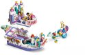 LEGO Disney Princess, Ariëls Koninklijke Trouwboot met paarse en witte secties, met figuren en een karretje.