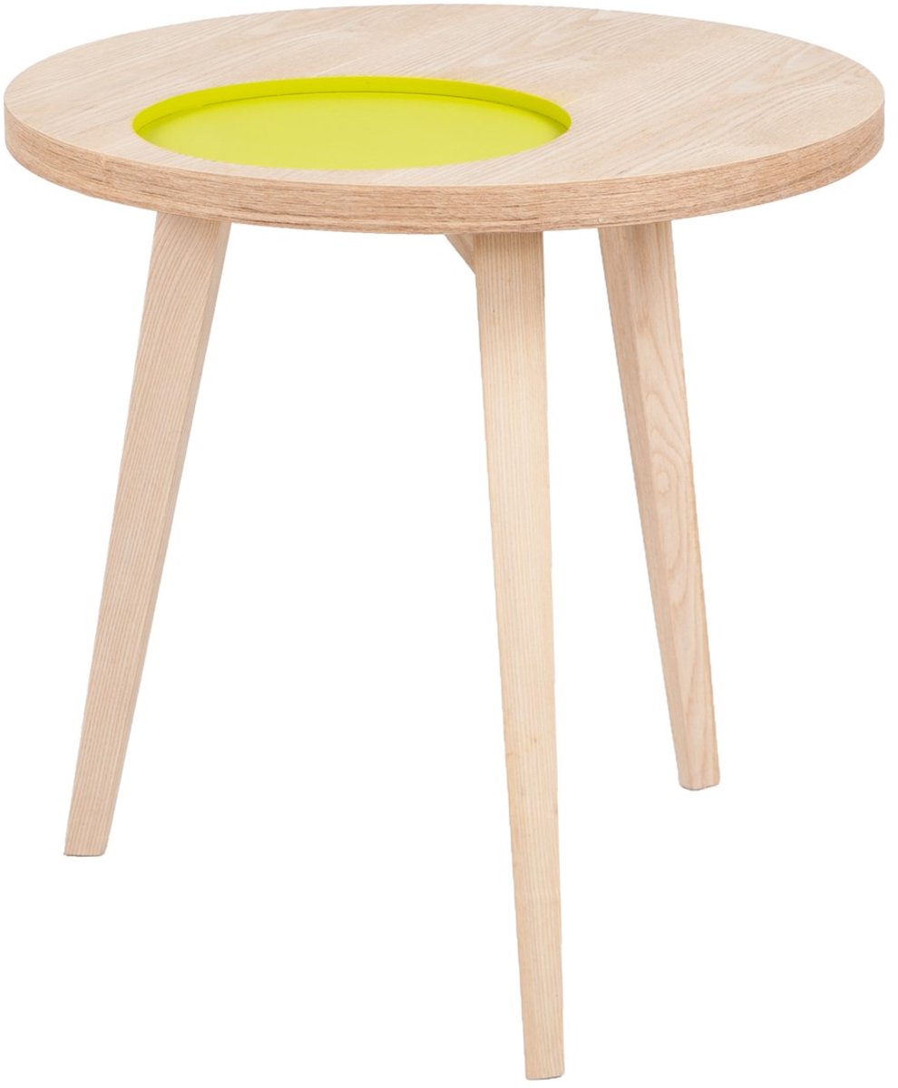 Padiro ronde bijzettafel Ø 50 x 50 cm - esche / groen - Art-Déco Look - MDF met eikenfineer - massief houten poten