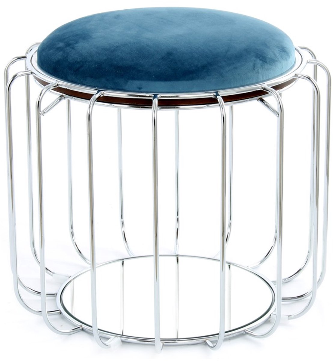 Padiro ronde bijzettafel Ø 50 x 45 cm - petrol en zilver - Modern Art-Déco Glamour Look - fluweel, ijzer en mdf - omkeerbaar bovenblad
